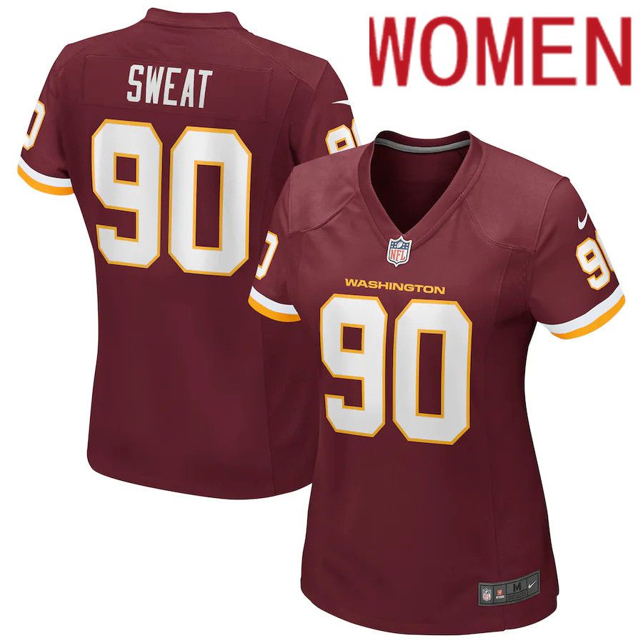 Women Washington Redskins #90 Montez Sweat Nike Burgundy Game Player NFL Jersey->women nfl jersey->Women Jersey